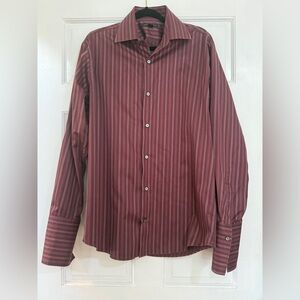 Banana Republic Men's Maroon Striped Dress Shirt